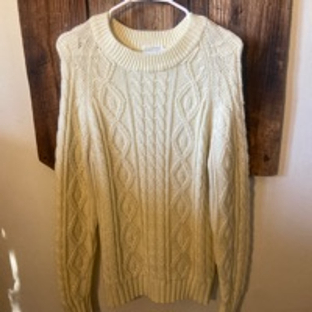 Vintage Gimbels Cream Cable Knit Sweater Size S
